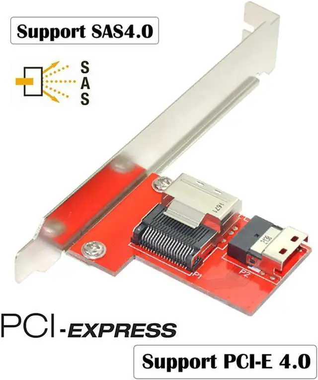 Alt view image 2 of 5 - SFF-8654 Slimline SAS PCI-Express 4.0 to Mini SAS SFF-8087 PCBA Female Adapter With Bracket