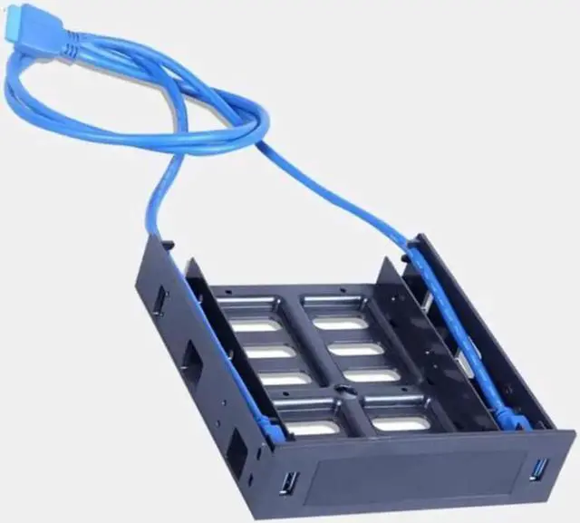 Alt view image 2 of 3 - 2 X USB 3.0 Front Panel with 3.5Inch Device/HDD or 2.5Inch SSD/HDD to 5.25 Floppy to Optical Drive Bay Tray Bracket
