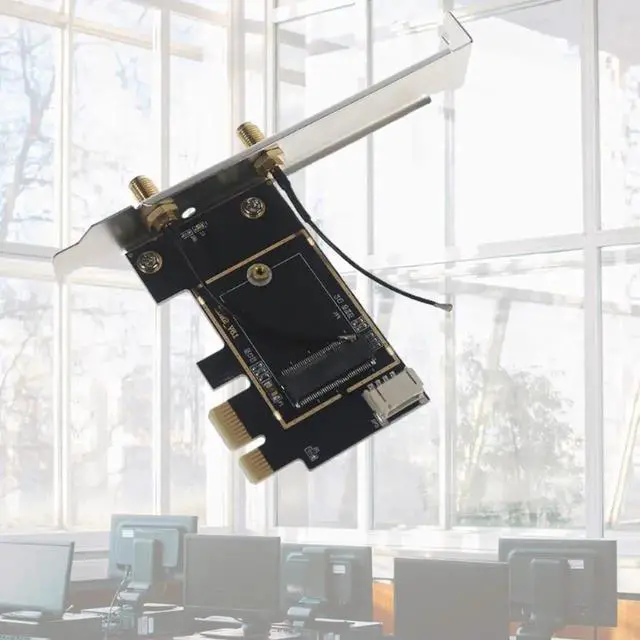 Alt view image 2 of 3 - Desktop Wireless Network M.2(Ngff-) WiFi Card to PCIe 1X Adapter Converter with Bluetooth-compatible Cable