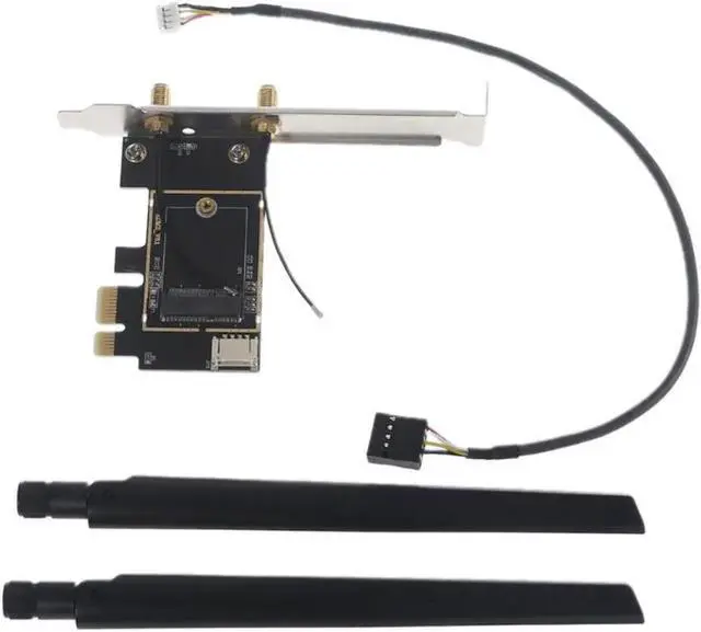 Alt view image 3 of 3 - Desktop Wireless Network M.2(Ngff-) WiFi Card to PCIe 1X Adapter Converter with Bluetooth-compatible Cable