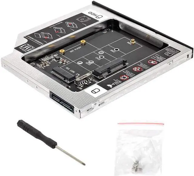 Alt view image 3 of 3 - MSATA NGFF B/M-Key SSD to Slimline SATA 13Pin Caddy Case for 9.5mm Universal Laptop CD/DVD-ROM Optical Bay