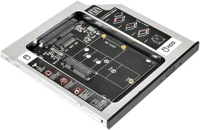 Alt view image 4 of 5 - MSATA NGFF B/M-Key SSD to Slimline SATA 13Pin Caddy Case for 9.5mm Universal Laptop CD/DVD-ROM Bay