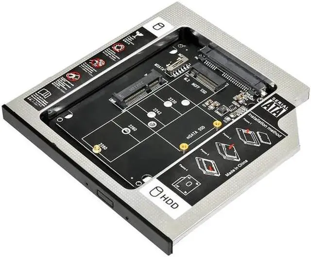 Alt view image 3 of 5 - MSATA NGFF B/M-Key SSD to Slimline SATA 13Pin Caddy Case for 9.5mm Universal Laptop CD/DVD-ROM Bay