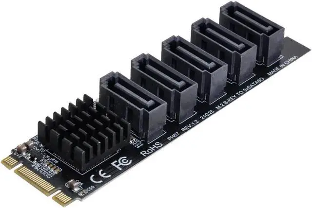 Alt view image 3 of 3 - Chenyang NGFF Key B+M to SATA 3.0 6Gbps 5 Ports Adapter Converter Port Multiplier Selector JMB575 2280