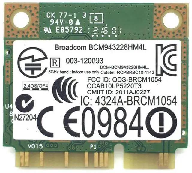 Alt view image 2 of 6 - Dual Band 300Mbps BCM943228HMB 4.0 802.11a/b/g/n Wifi Wireless Card Half Mini PCI-E Notebook Wlan 2.4Ghz 5Ghz Adapter