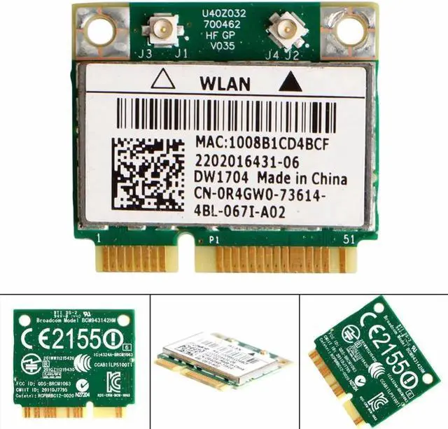 Main image of DW1704 R4GW0 BCM943142HM Wireless WiFi 300Mbps Bluetooth 4.0 MiniPCI-E Card