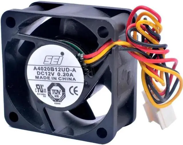 Alt view image 4 of 4 - A4020B12UD-A 4cm 4020 40mm fan 40x40x20mm DC12V 0.20A 3 lines Speed monitoring Suitable for CPU/router switch cooling fan