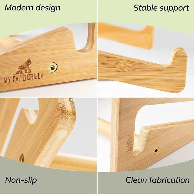 Alt view image 7 of 7 - Bamboo Laptop Stand 10-15 inches Universal Laptop Shelf Ergonomic MacBook Holder Laptop Riser for Desk