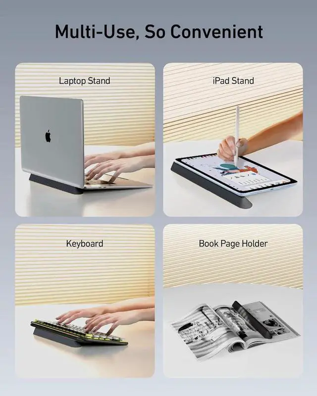 Alt view image 3 of 6 - 3 in 1 Silicone Laptop Stand Keyboard Riser for Ergonomic Typing/Reading Portable Laptop Cooling Stand for Home Office School and Travel Oval Base Midnight