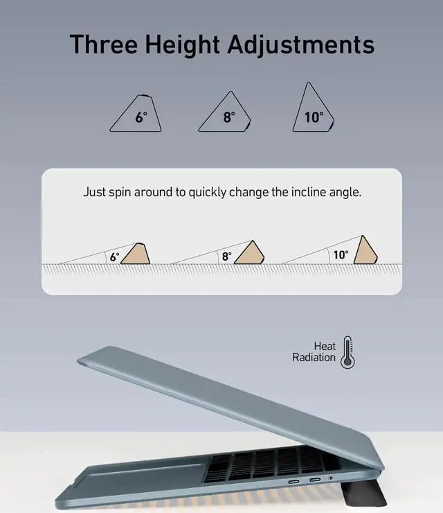 Alt view image 4 of 6 - 3 in 1 Silicone Laptop Stand Keyboard Riser for Ergonomic Typing/Reading Portable Laptop Cooling Stand for Home Office School and Travel Oval Base Midnight