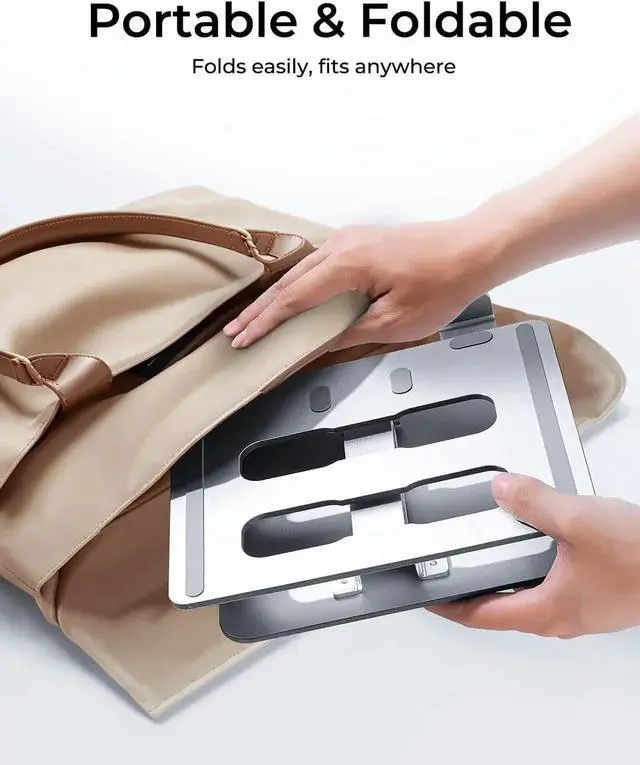 Alt view image 3 of 6 - Adjustable Ergonomic Laptop Stand for Desk Foldable Computer Stand Stable Aluminum Notebook Riser & Portable Laptop Holder Mount Compatible with 10-16 MacBook Pro/Air HP Silver