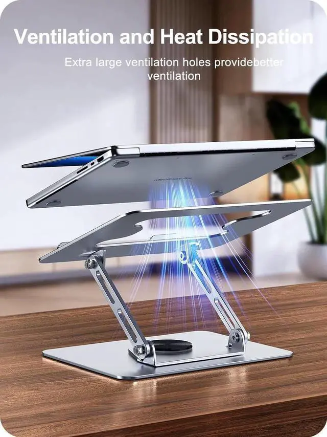 Alt view image 4 of 7 - Laptop Stand for Desk Adjustable Computer Stand for Laptop Compatible with for MacBook Pro Air HP All 10-15.6 Laptops (Silver)