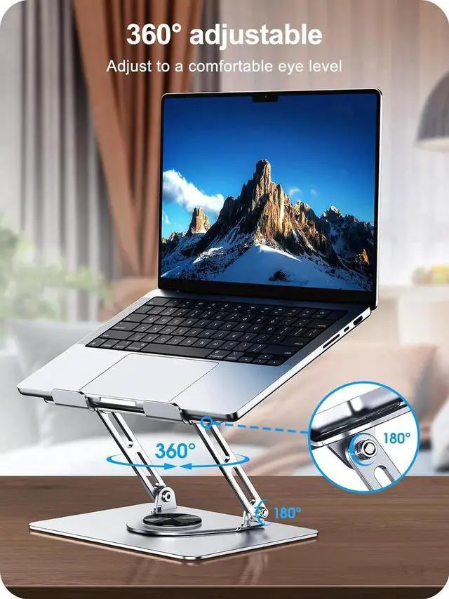 Alt view image 2 of 7 - Laptop Stand for Desk Adjustable Computer Stand for Laptop Compatible with for MacBook Pro Air HP All 10-15.6 Laptops (Silver)