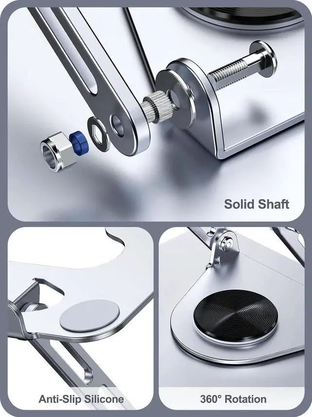 Alt view image 6 of 7 - Laptop Stand for Desk Adjustable Computer Stand for Laptop Compatible with for MacBook Pro Air HP All 10-15.6 Laptops (Silver)