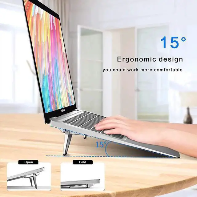 Alt view image 3 of 7 - Laptop Stand Portable Zinc Alloy Laptop Mini Stand Laptop Riser Invisible Ergonomic Laptop Stand Cooling Suitable for 12-20 Inches Laptop.Silver-2pieces
