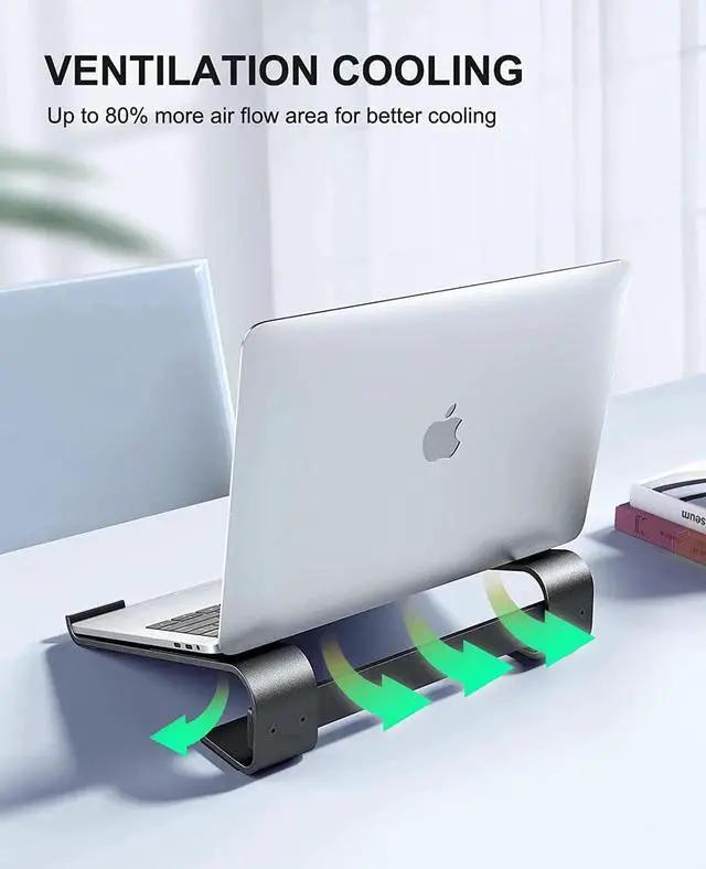 Alt view image 4 of 7 - Laptop Stand for Desk Ergonomic Detachable Laptop Riser Aluminum MacBook Stand Compatible with 12-17 All Laptops Such as MacBook Pro/HP// Black