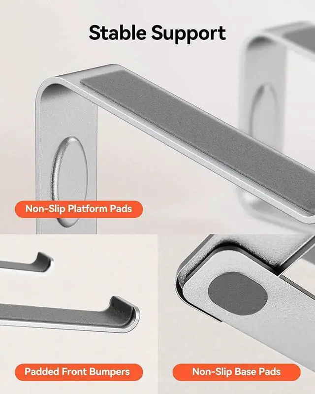 Alt view image 2 of 7 - Laptop Stand for Desk Laptop Riser Computer Stand for Laptop Ergonomic Laptop Stand Desk Holder Elevator Compatible with Most 10 to 15.6 Inches Laptops Silver