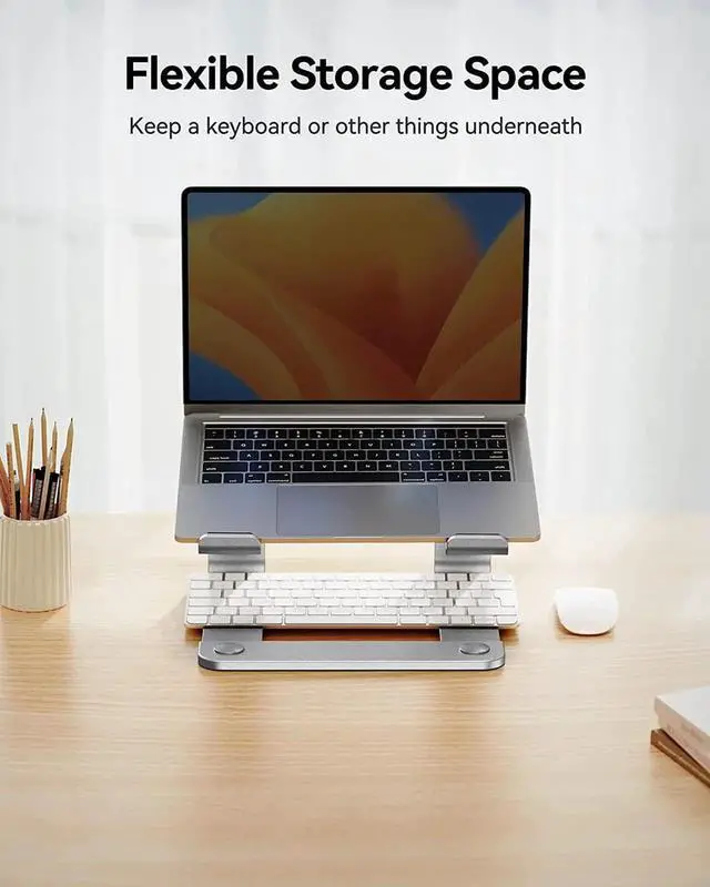 Alt view image 6 of 7 - Laptop Stand for Desk Laptop Riser Computer Stand for Laptop Ergonomic Laptop Stand Desk Holder Elevator Compatible with Most 10 to 15.6 Inches Laptops Silver