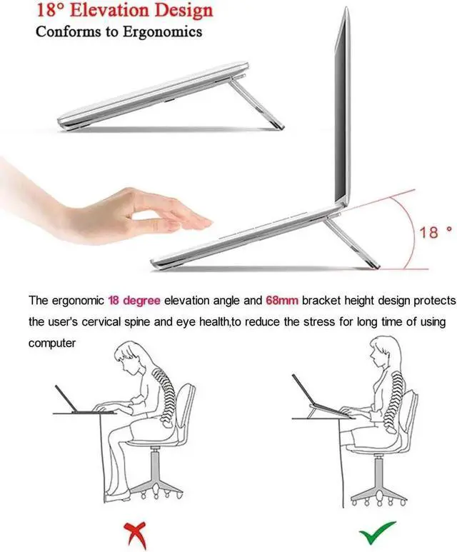 Alt view image 7 of 7 - Laptop Stand Aluminum Portable Foldable Laptop Support Stand Holder Desk Table Mobile Phone Stand for iPad MacBook Pro Air Notebook