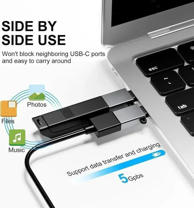 Alt view image 6 of 7 - USB C to USB Adapter 6 Pack USBC to USB Adapter USB A to USB C Adapter USB to USBC Adapter USB-C to USB Adapter C to USB Adapter for MacBook Pro/Air iPad Pro and More(Grey)
