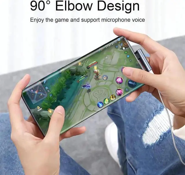 Alt view image 4 of 6 - USB-C to 3.5 mm Headphone Jack Adapter Right Angle Type USB C to Headphone Jack Dongle Aux Adapter Compatible with Samsung Galaxy S23 S23+ S23 Ultra S22 S21 S20 iPad Pro MacBook Oneplus -Grey