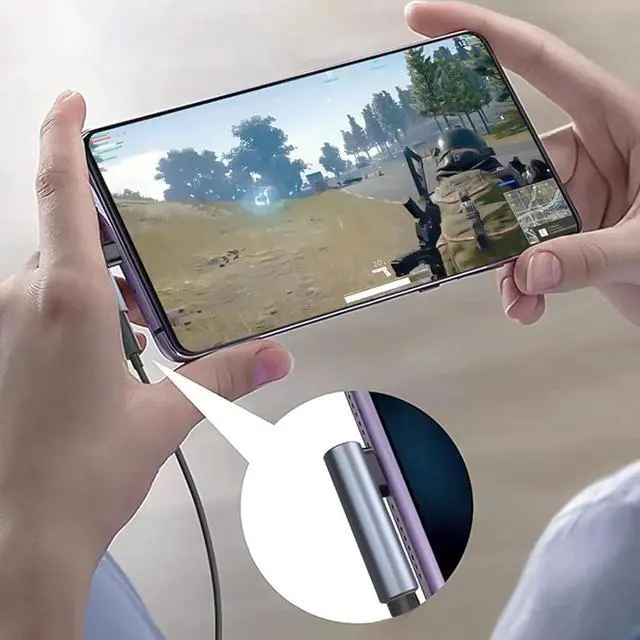 Alt view image 5 of 6 - USB-C to 3.5 mm Headphone Jack Adapter Right Angle Type USB C to Headphone Jack Dongle Aux Adapter Compatible with Samsung Galaxy S23 S23+ S23 Ultra S22 S21 S20 iPad Pro MacBook Oneplus -Grey