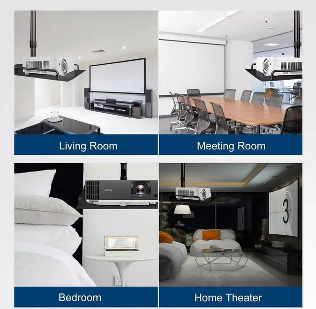 Alt view image 7 of 7 - Projector Ceiling Mount with Tray 14.5-23.2IN / 37-60CM Height Adjustable Universal Projector Ceiling Mount 360 Rotation Ceiling Projector Mount for Projector Camera (Black)