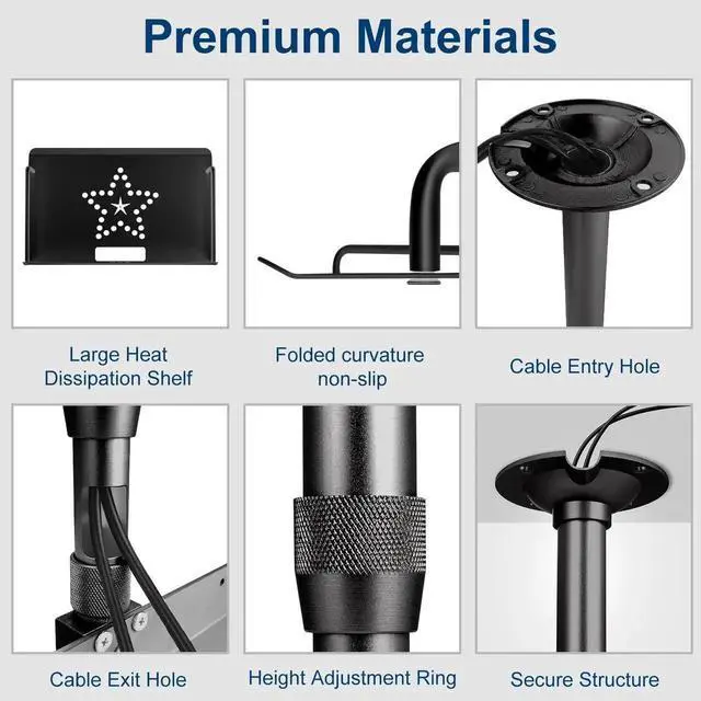 Alt view image 3 of 7 - Projector Ceiling Mount with Tray 14.5-23.2IN / 37-60CM Height Adjustable Universal Projector Ceiling Mount 360 Rotation Ceiling Projector Mount for Projector Camera (Black)