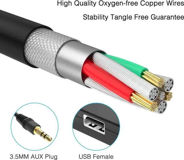 Alt view image 7 of 7 - USB to Aux Audio Adapter 3.5mm Male to USB Female Adapter for Playing Music with USB Drive in Your Car