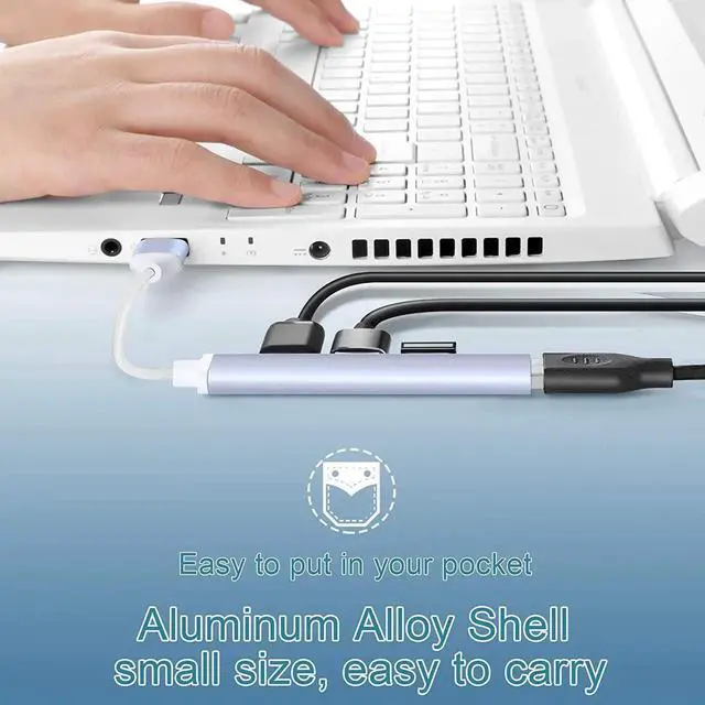 Alt view image 5 of 7 - USB Hub Port Splitter: USB Port Expander - USB 3.0 Hub USB Dongle Multiport for Laptop PC HP (4-Port)