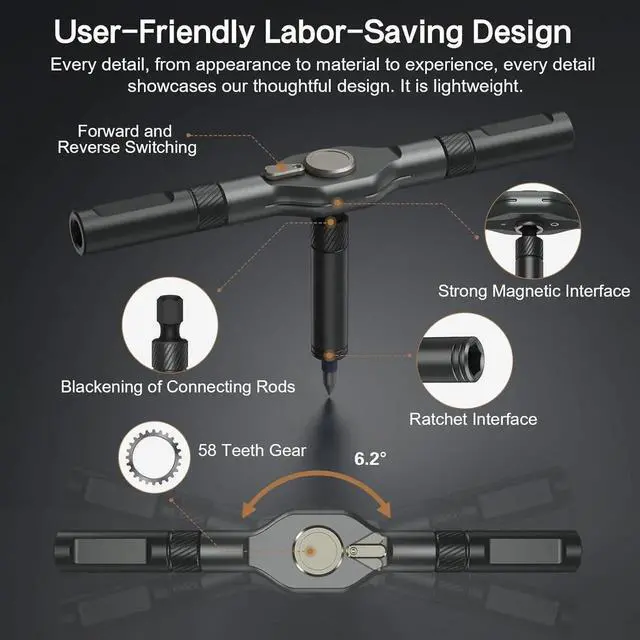 Alt view image 7 of 7 - 42 in 1 Magnetic Screwdriver Set DIY Ratchet Screwdriver Set Multi Bit Magnetic Drive Set with Detachable Ratchet Handle Portable Compact Repair Tool Kit for Furniture Computer Bicycle Gray