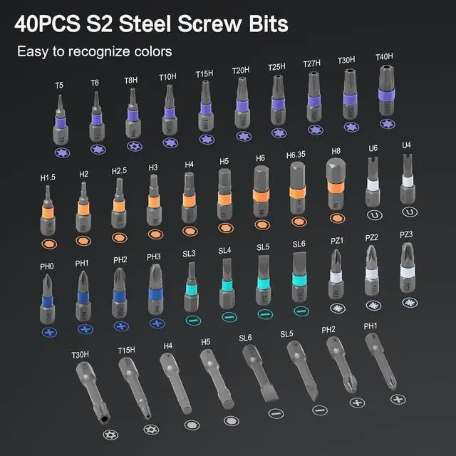 Alt view image 3 of 7 - 42 in 1 Magnetic Screwdriver Set DIY Ratchet Screwdriver Set Multi Bit Magnetic Drive Set with Detachable Ratchet Handle Portable Compact Repair Tool Kit for Furniture Computer Bicycle Gray