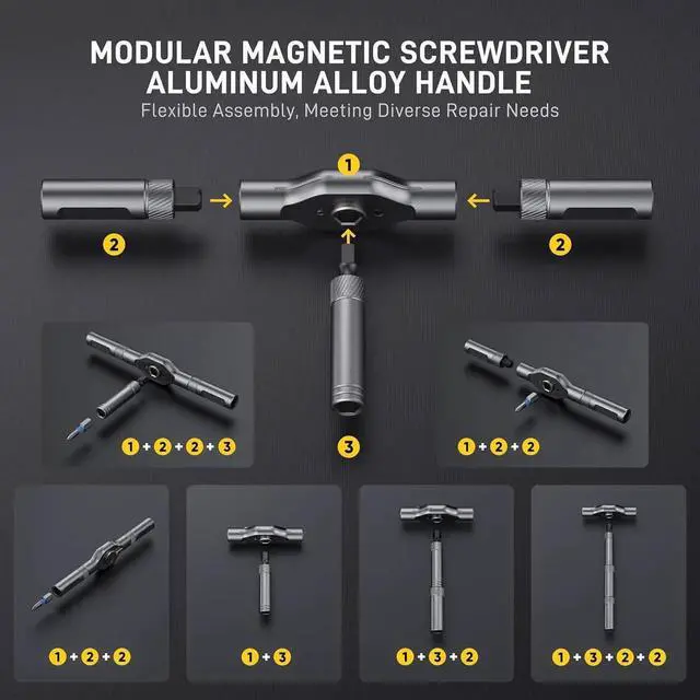 Alt view image 4 of 7 - 42 in 1 Magnetic Screwdriver Screwdriver Set Multi Bit Ratcheting Screwdriver Set with Storage Case Repair Tool Kit for Computer Eyeglass Bicycles Watch Ring Doorbell Furniture and DIY