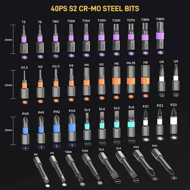 Alt view image 5 of 7 - 42 in 1 Magnetic Screwdriver Screwdriver Set Multi Bit Ratcheting Screwdriver Set with Storage Case Repair Tool Kit for Computer Eyeglass Bicycles Watch Ring Doorbell Furniture and DIY