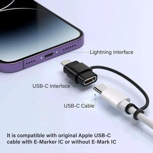 Alt view image 3 of 7 - USB C Type C to Lightning Adapter 4 Pack 1.8-2.2A 15W Fast Charging Support Data Sync Lightning to USB Type C Cable Adapter for iPhone/iPad/for Airpods with Anti-Lost Loop Not for Audio/OTG (Black)