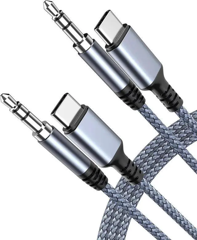Alt view image 2 of 7 - USB C to 3.5mm Aux Audio Cable (2-Pack 3.3FT) for iPhone 16/15 iPad Pro Galaxy S23 S22 S21 Android Pixel Headphone Type C to 3.5mm Headphone Car Stereo Cord