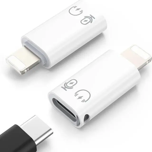 Main image of USB C to Lightning Adapter Audio Lightning to USB C Adapter for Headphones Fits with iPhone 14/13/12/11 Pro Max/iPad/iPod/AirPods Support Charging Audio/Headphnoe and OTG Function White