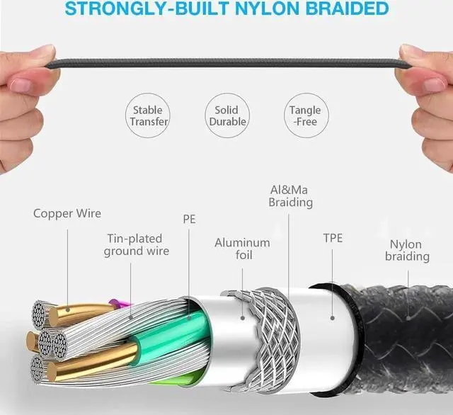 Alt view image 2 of 6 - Multi Charging Cable 4ft 2Pack Multi Phone Charger Cable Braided Universal 3 in 1 Charging Cord Extra Long Multiple USB Cable with USB C Micro USB Port Connectors for Cell Phones and MoreRed+Black)