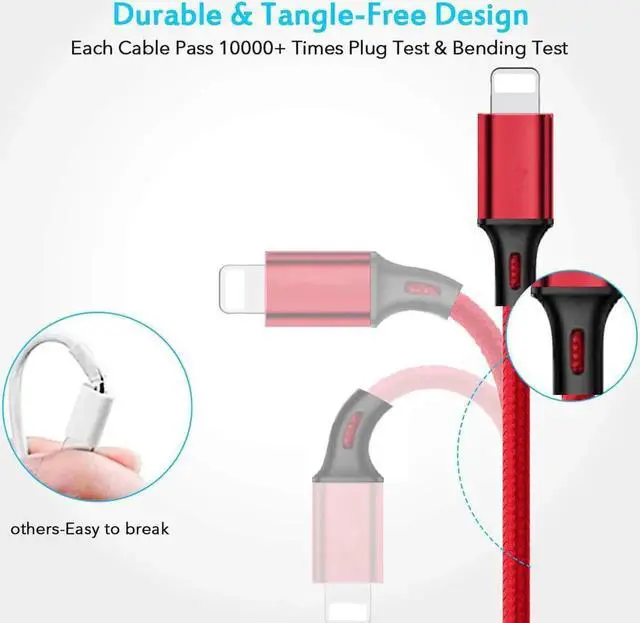 Alt view image 4 of 6 - Multi Charging Cable 4ft 2Pack Multi Phone Charger Cable Braided Universal 3 in 1 Charging Cord Extra Long Multiple USB Cable with USB C Micro USB Port Connectors for Cell Phones and MoreRed+Black)