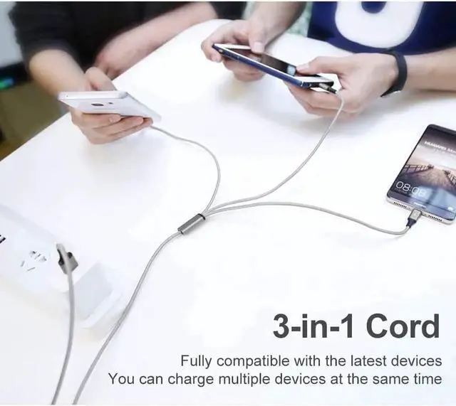 Alt view image 5 of 6 - Multi Charging Cable 4ft 2Pack Multi Phone Charger Cable Braided Universal 3 in 1 Charging Cord Extra Long Multiple USB Cable with USB C Micro USB Port Connectors for Cell Phones and MoreRed+Black)