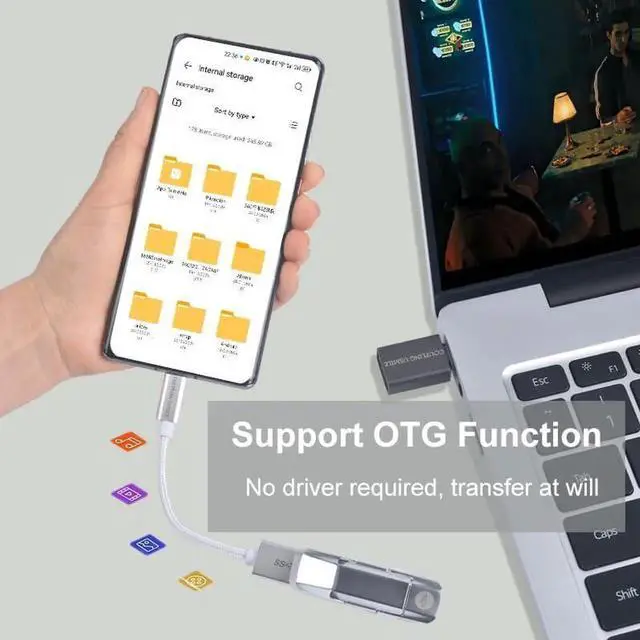 Alt view image 5 of 7 - USB C to USB 3.2 Adapter [2pcs Silver] Transfer up to 10Gbps Type C to USB(Male-Female OTG Cable USBC to USB Adapter Compatible with MacBook Pro/Air iPhone 15 Pro Max Plus