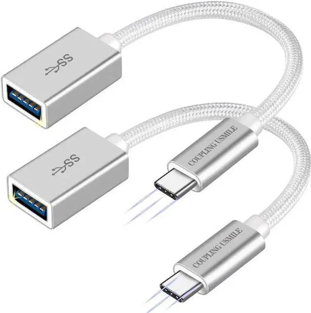 Main image of USB C to USB 3.2 Adapter [2pcs Silver] Transfer up to 10Gbps Type C to USB(Male-Female OTG Cable USBC to USB Adapter Compatible with MacBook Pro/Air iPhone 15 Pro Max Plus