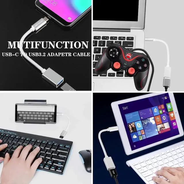 Alt view image 7 of 7 - USB C to USB 3.2 Adapter [2pcs Silver] Transfer up to 10Gbps Type C to USB(Male-Female OTG Cable USBC to USB Adapter Compatible with MacBook Pro/Air iPhone 15 Pro Max Plus