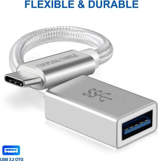 Alt view image 3 of 7 - USB C to USB 3.2 Adapter [2pcs Silver] Transfer up to 10Gbps Type C to USB(Male-Female OTG Cable USBC to USB Adapter Compatible with MacBook Pro/Air iPhone 15 Pro Max Plus