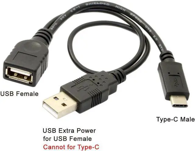 Alt view image 3 of 3 - USB Type C OTG Adapter USB-C Type-C USB 3.1 to USB 2.0 Female OTG Data Cable with Power for Cell Phone & Tablet & Laptop