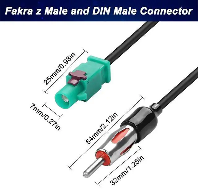 Alt view image 4 of 7 - Car Universal Vehicle Radio Antenna Adapter,Fakra Z Male to DIN ISO Male Plug Antenna Connector Cable for Car Audio HD Radio Head Unit CD Media Receiver-30CM (2 PCS)