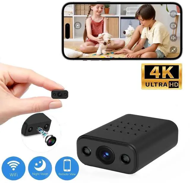 Alt view image 3 of 6 - Security Camera for 4K, Mini Security Cameras Wireless wifi, Small Camera Security, Indoor Surveillance Camera with Night Vision, Motion Detection, Sound Recording