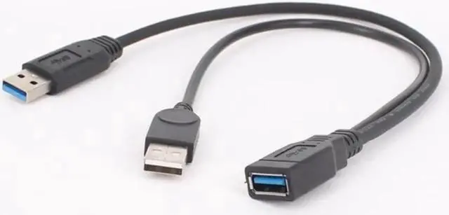 Alt view image 3 of 3 - 1pc Black USB 3.0 Female To Dual USB Male with Extra Power Data Y Extension Cable for 2.5"Mobile Hard Disk