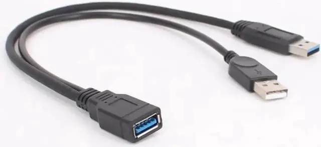 Main image of 1pc Black USB 3.0 Female To Dual USB Male with Extra Power Data Y Extension Cable for 2.5"Mobile Hard Disk