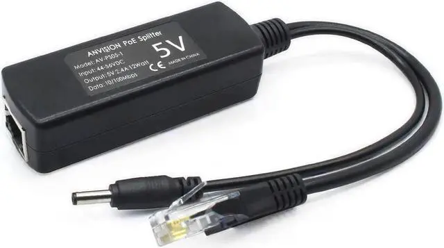 Alt view image 3 of 5 - 4-Pack 5V PoE Splitter, 48V to 5V 2.4A Adapter, Plug 3.5mm x 1.35mm, 5.5mm x 2.1mm Connector, IEEE 802.3af Compliant, for IP Camera and More